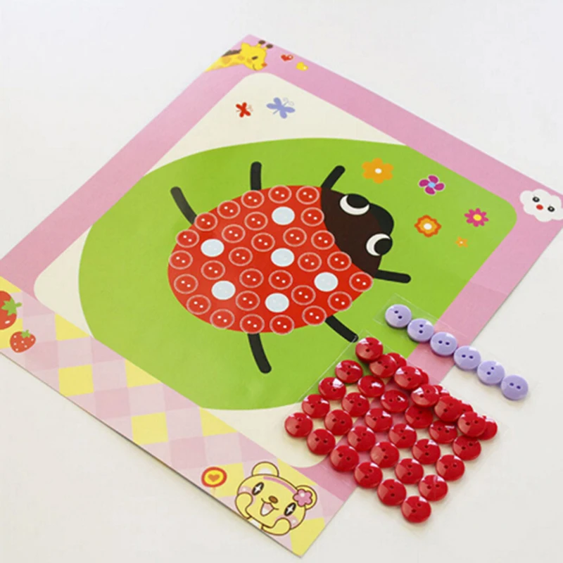 

1pc Button Puzzle Stickers Random Children Craft Toys Handmade Kids DIY Toys Gift