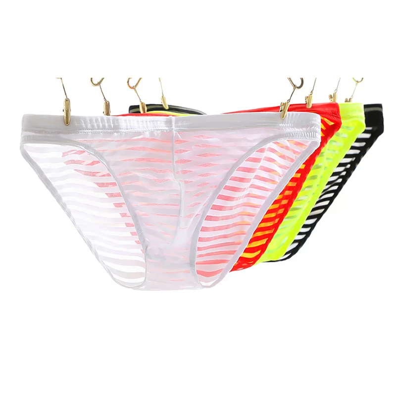 Новинка мужское тонкое прозрачное дышащее сексуальное нижнее белье в полоску из