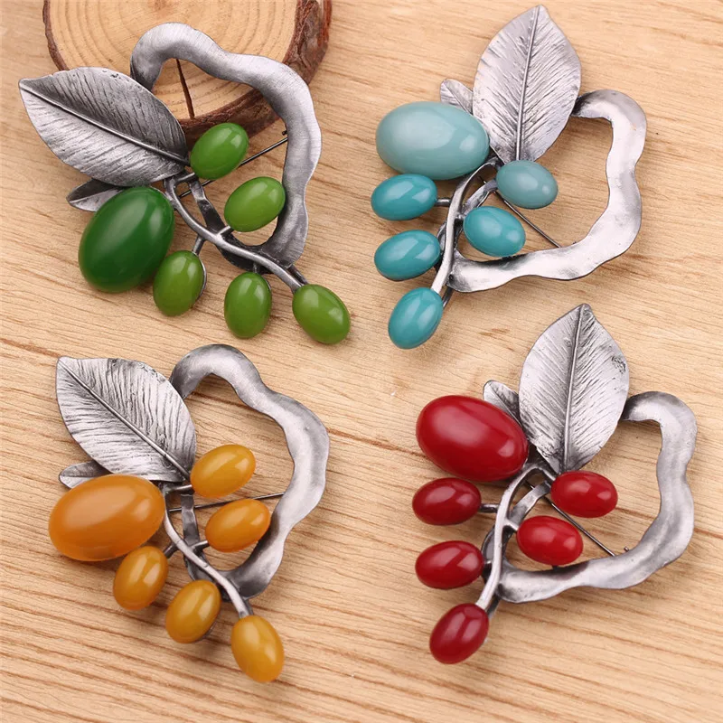 Женские винтажные большие броши в форме листа 4 цвета многоцветная полимерная