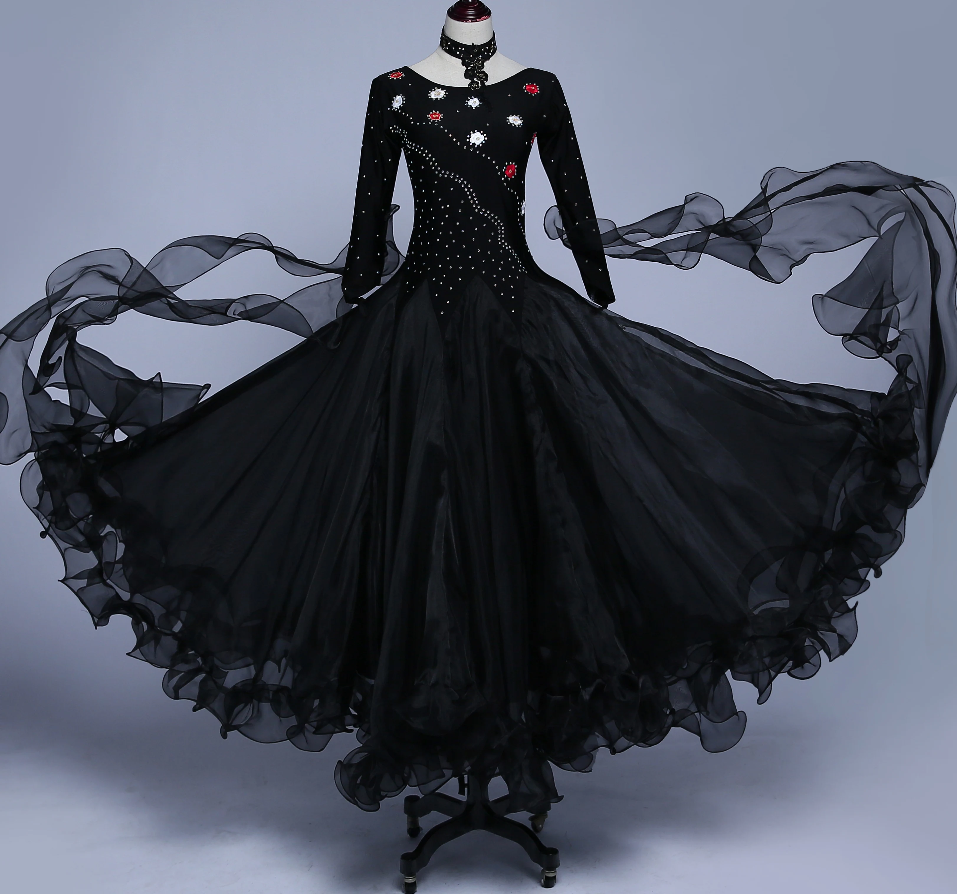Черные Бальные платья для вальса на заказ стандартные конкурса бальных танцев