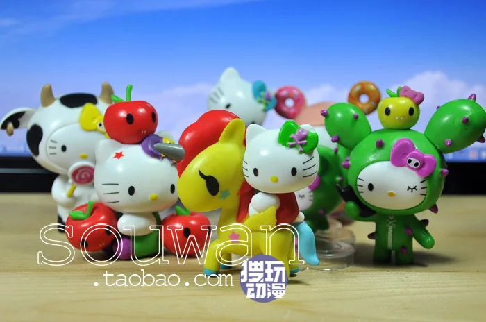 Hello Kitty пвх косплей цифры игрушка Colorful домашнее украшение 7 шт. / комплект|home theater