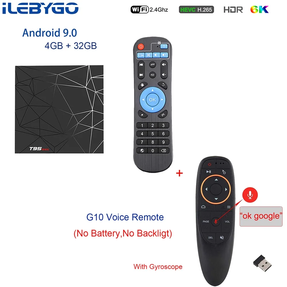 4GB32GB-G10 ILebygo T95 MAX Android 9,0 Smart ТВ BOX Allwinner H6 4 ядра 4 Гб Оперативная память 64 Гб Встроенная память H.265 HD 2,4G Wi-Fi YouTube 6 K Декодер каналов кабельного телевидения - Цвет: 4GB32GB-G10
