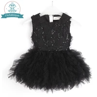 flofallzique girls tutu cress black sleeveless wequin fashion kids toddler clothes for easter holiday celebration party