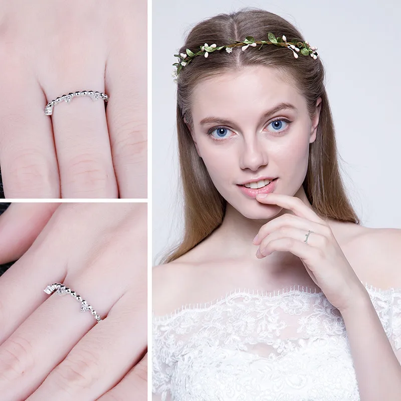 Jewelrypalace 3 Камня Кубического Циркония stackable круглый шарик кольцо стерлингового серебра 925 для Для женщин Ювелирные украшения Обручальное кольцо