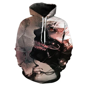 Новинка 2019, Модный свитшот для мужчин и женщин, худи с 3d принтом, Токийский Гуль, аниме узор, тонкие, унисекс, стильные худи с капюшоном