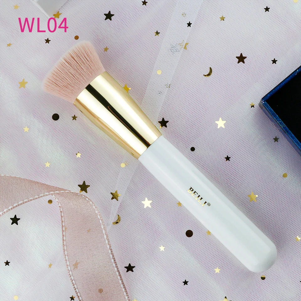 BEILI перламутровая белая Профессиональная Кисть для макияжа Nano Wool Fiber Gold Powder Foundation blusher тени Контурные растушевки бескровные розовые волосы