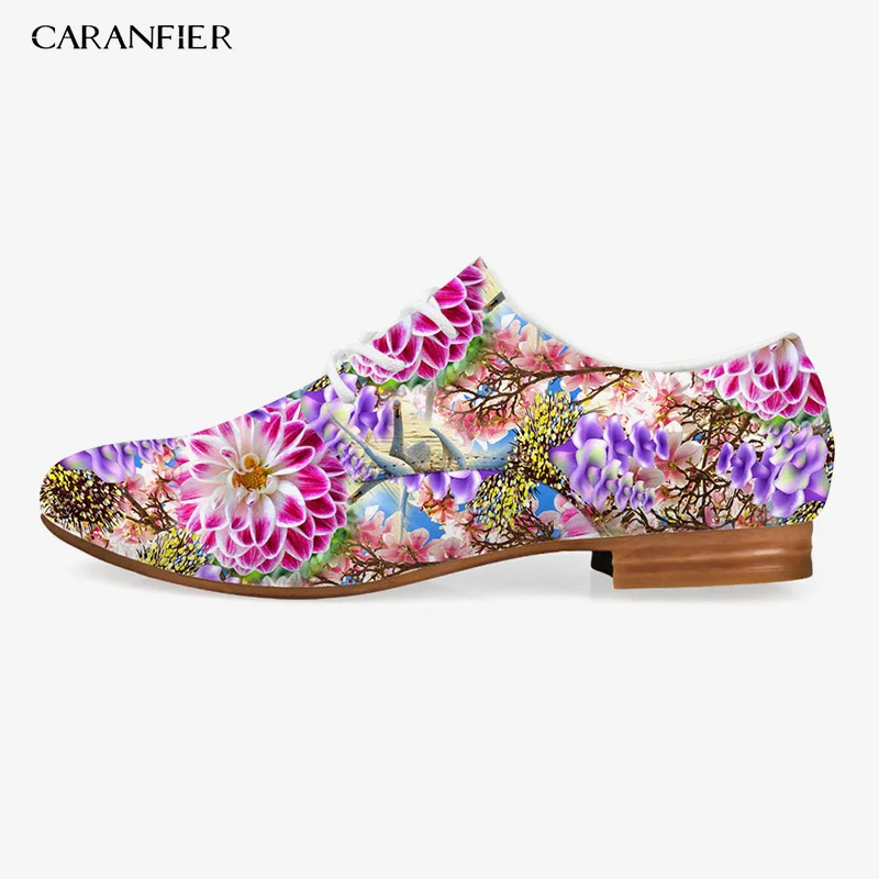 CARANFIER Woman Pointed High-heeled Shoes Oxford Classic Printing Multi-color Casual Non-slip Four Seasons Universal Large Size | Обувь