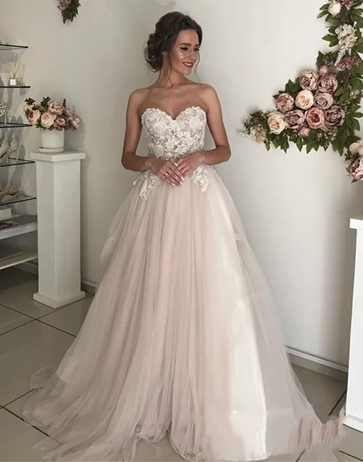 Бледно розовый дешевые кружевные свадебные платья 2021 Vestidos De Novia Милая ручная