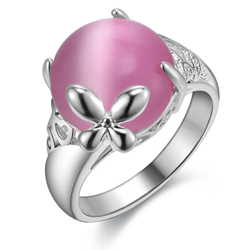 Hainon недорогие большие кольца с розовым и белым огненным опалом для женщин Модные