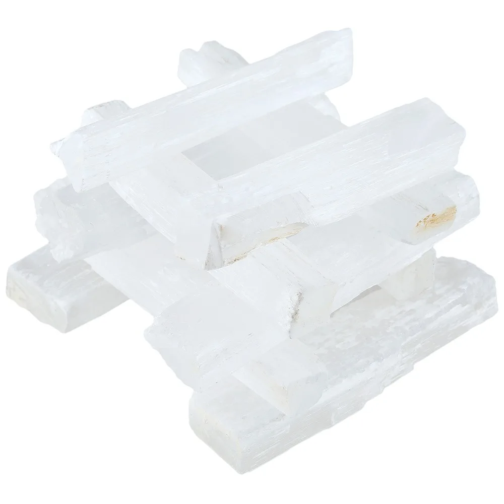 TUMBEELLUWA 1Lot (5Pc) Natural Selenite Sticks Wands Specimen Raw Rough Mineral,Healing Reiki Chakra Home Decor (2.7