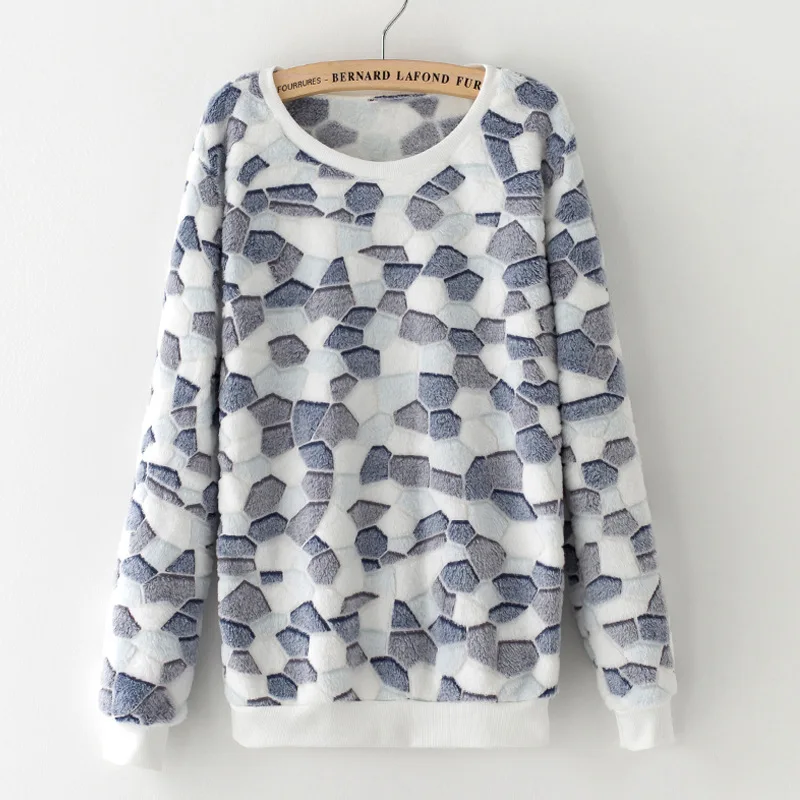 

1pc Fall Winter Woman Cute Cartoon Coral Fleece Warm Soft Sweatshirts Velvet Pullovers Hoodies Long Sleeve Tracksuit