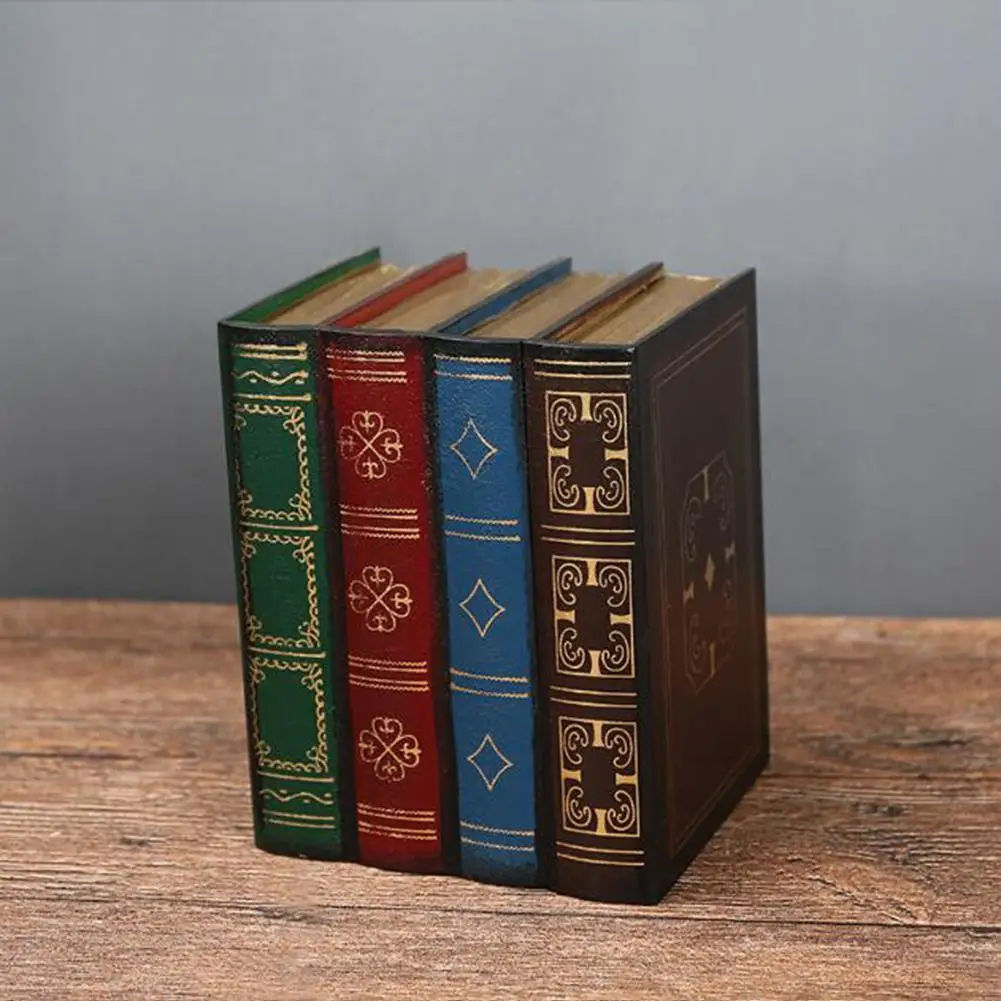 Ретро деревянная поддельная коробка для хранения в форме книги офисный орнамент фото реквизит драгоценный камень чехол
