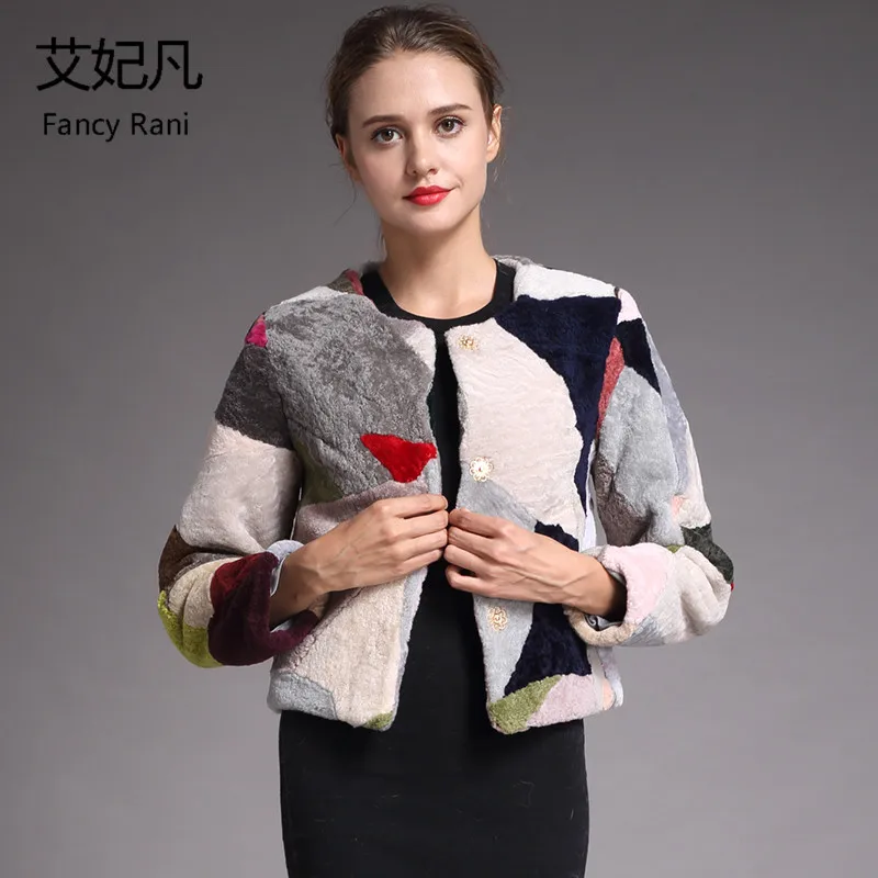 

Fashion Genuine Fur Sheepskin Coat for Women Winter Warm Wool Coat Female Casual Patchwork Overcoat Sheep Shearing Short Jacket