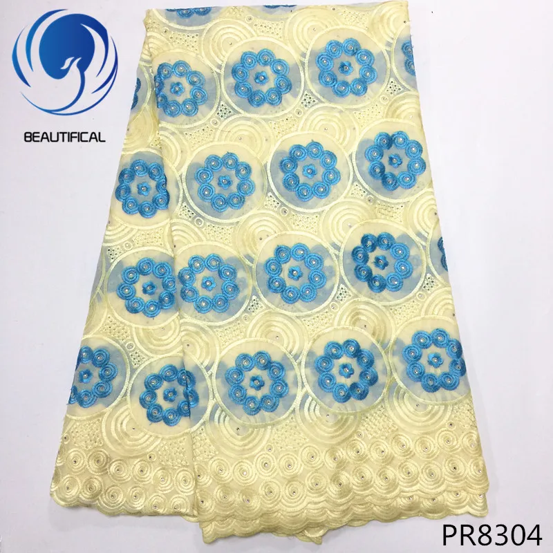 BEAUTIFICAL White African lace fabric royal blue embroidered Swiss voile Nigerian cotton PR83 | Дом и сад