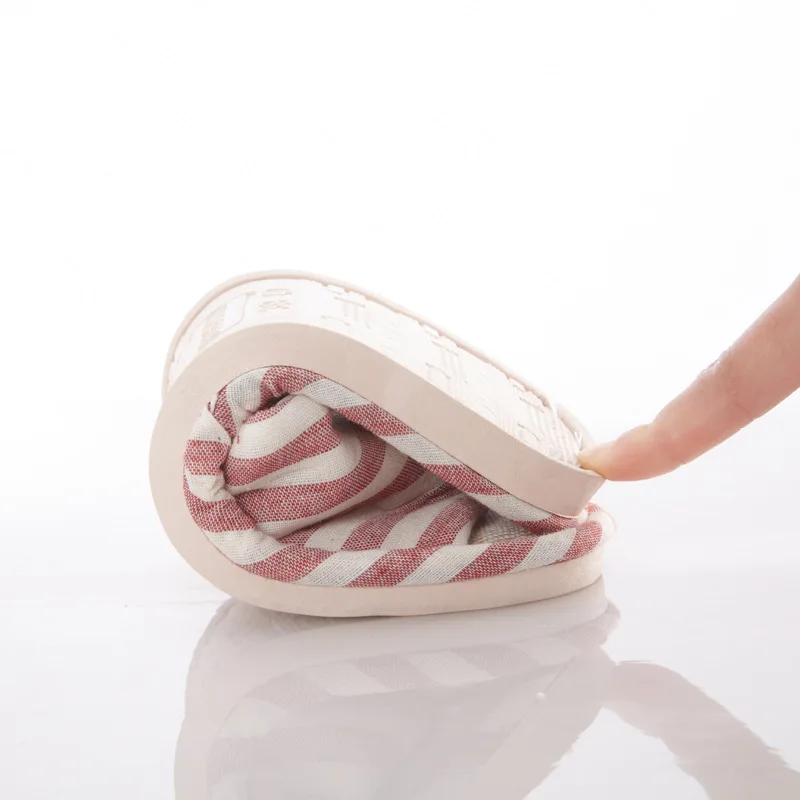 Тапки женские домашние льняные хлопок мягкая подошва без застежки шлепанцы