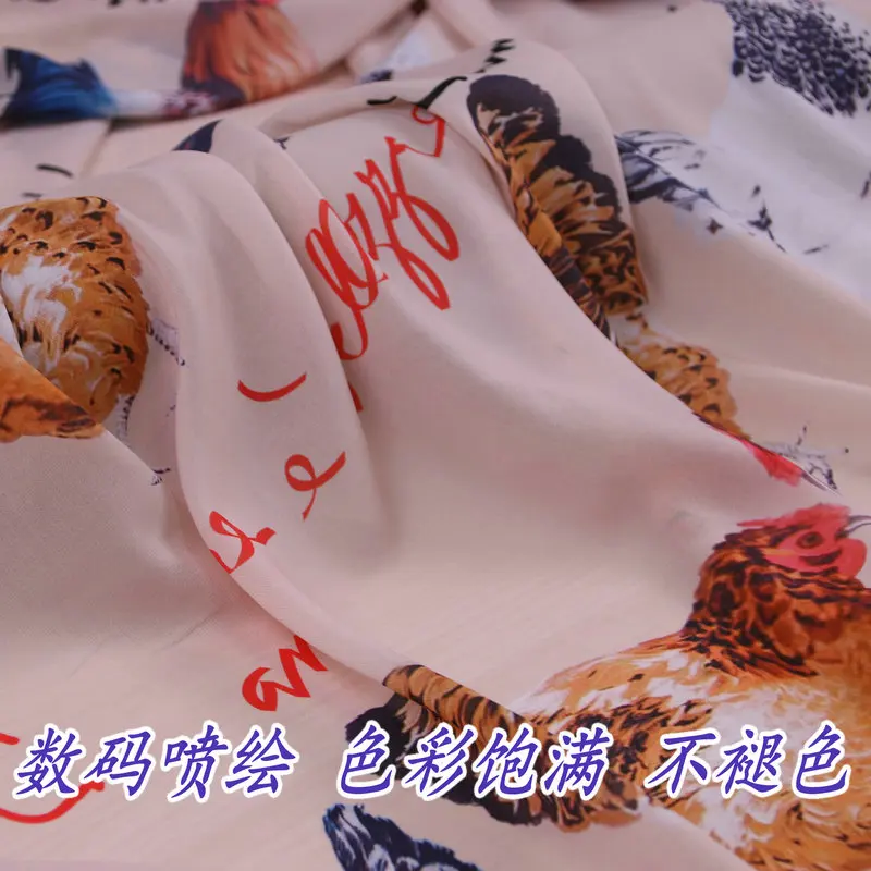 Шифоновая ткань с мультяшным принтом петуха одежда Высококачественная летняя