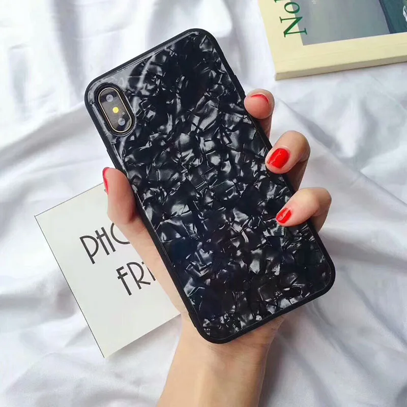 Роскошные раковины закаленное Стекло случае принципиально для iPhone 7 8 6 S Plus Glossy