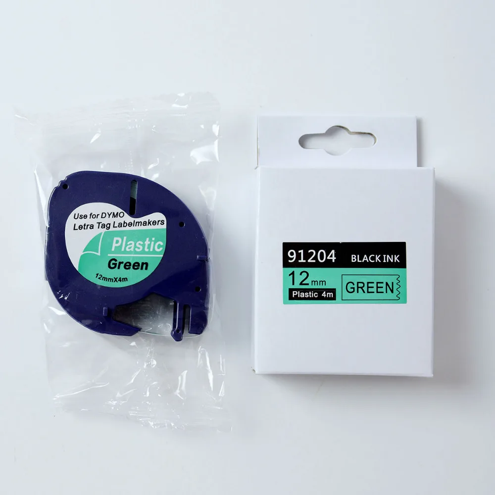Бесплатная доставка 10 упаковок черный на зеленый совместимый с dymo LetraTag бумажные