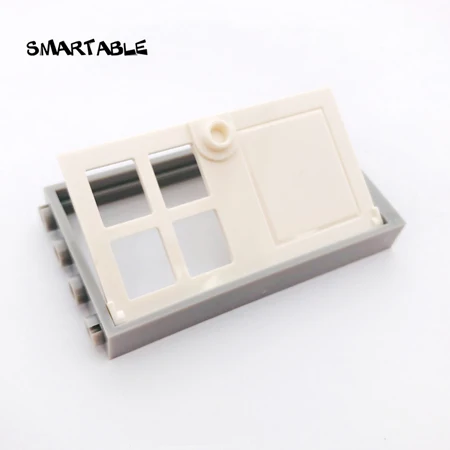 LGrey with whitedoor Умная оконная дверная рама 1x4x6 строительные блоки MOC части со стеклянными игрушками для детей дом совместим все бренды город 20 шт./лот - Цвет: LGrey with whitedoor