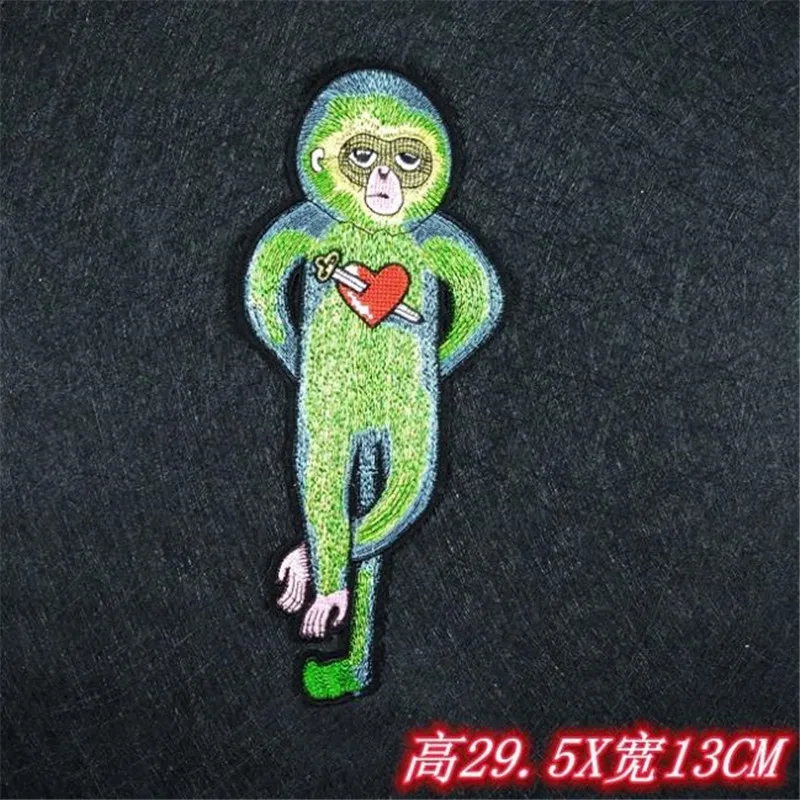 Футболка Для женщин вышивка патч 295 мм обезьяна сердце иметь дело с ним железа на