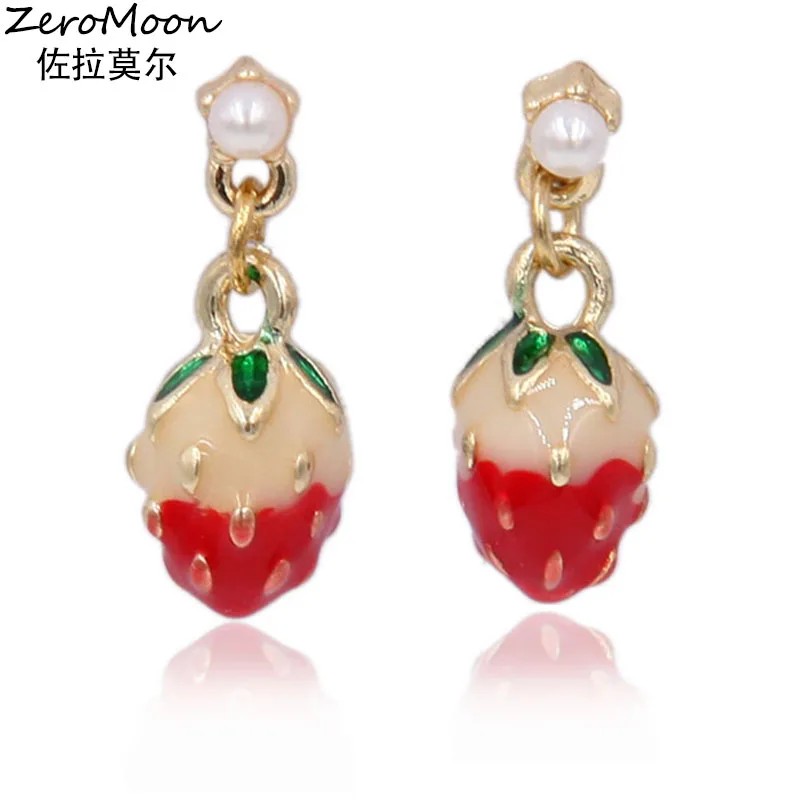 Симпатичные эмалевые вишневые яблоко клубника висячие серьги женские фрукты