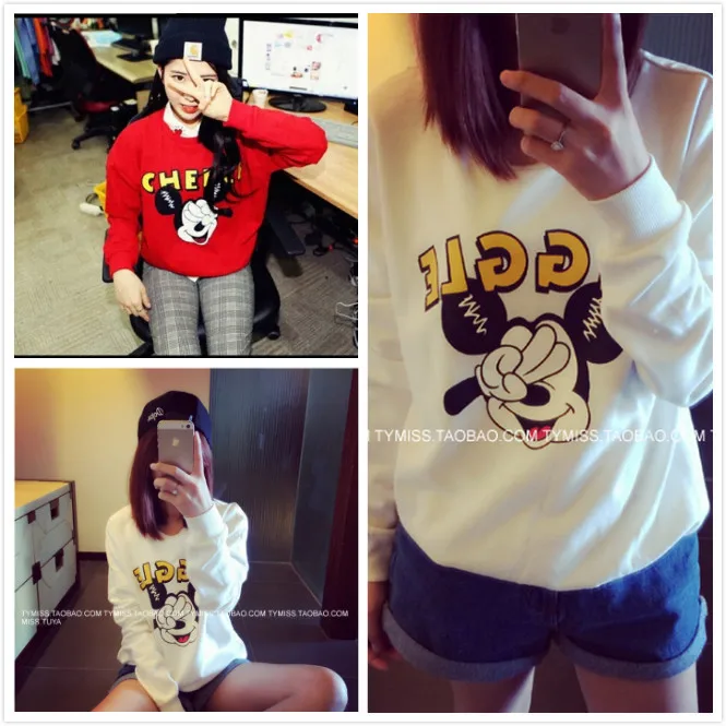 2014 New Autumn Women Lady Printed mickey Sweatshirt Hoody Hoodies Tracksuits Pullovers Sport Suit Tops Outerwear For Woman | Женская