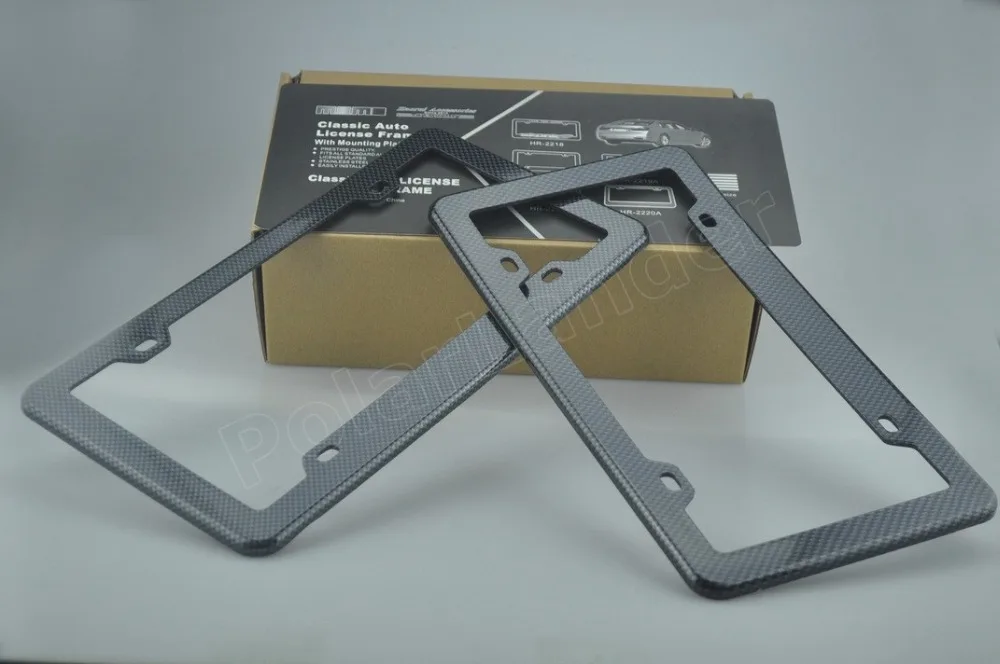 Лидер продаж 2 шт. рамка для номерного знака черное углеродное волокно с принтом