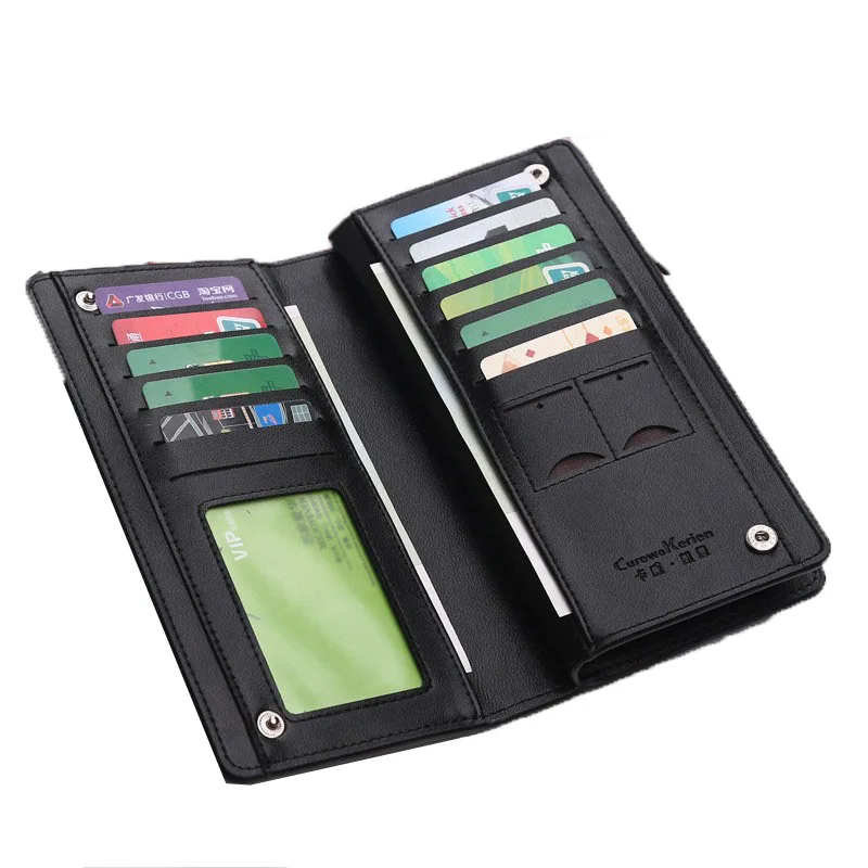 Мужской кошелек на молнии из искусственной кожи с отделением для карт|men clutch bags|long