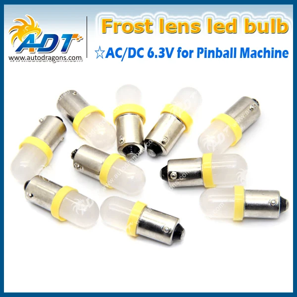 

100PCS amber AC 6.3V pinball Machine Wholesale LED Bulbs #44 #47 BA9S 1 LED DC6.3v Frosted High brightness for pinball