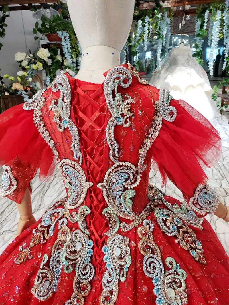 LSS521t красные Винтажные Платья с цветочным узором для девочек на свадьбу бальное