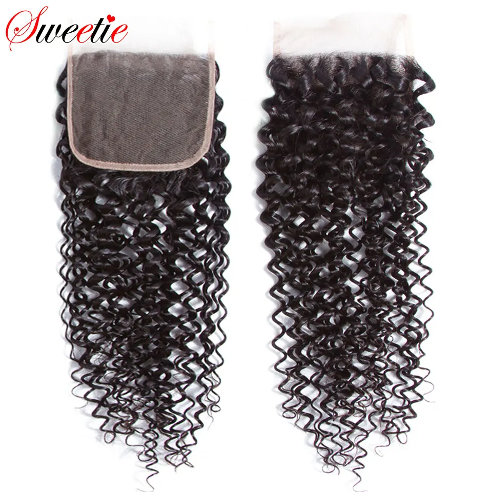 

Sweetie Indian Hair Bundles with Closure Afo Kinky Curly Human Hair Weave Bundle 3 Bundles with Lace Closure Non-remy