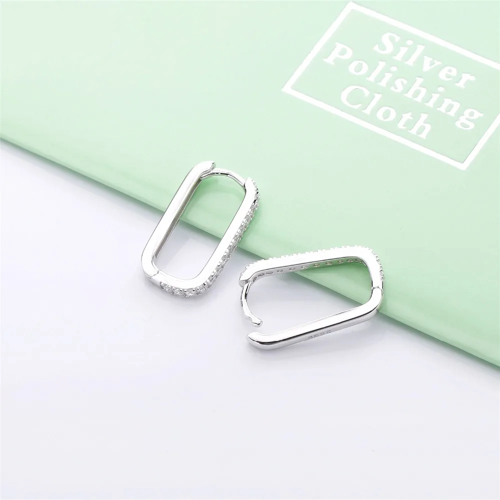 Lovecabin овальные серьги-кольца Huggie 925 пробы Серебряная Ушная манжета серьги с прозрачными камнями серьги ювелирные изделия для женщин