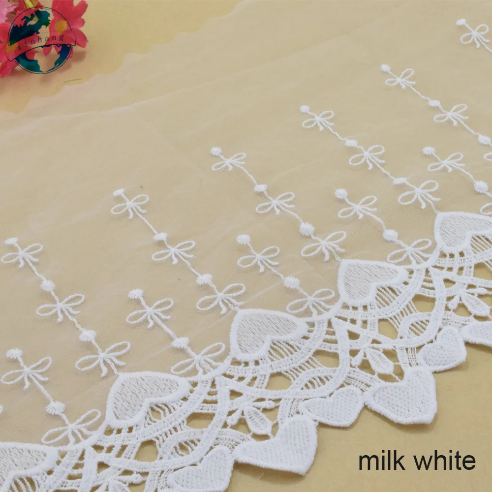 Белая кружевная хлопковая вышивка 23 см кружево французская лента ткань гипюр