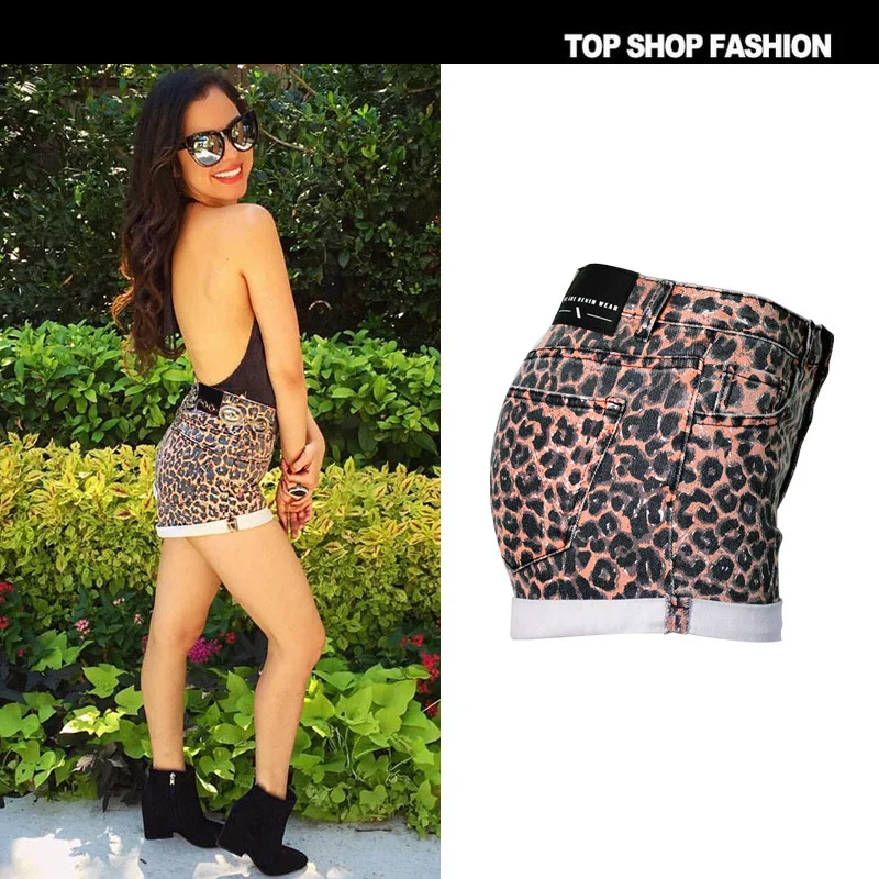 Шорты женские с леопардовым принтом модные повседневные короткие джинсы
