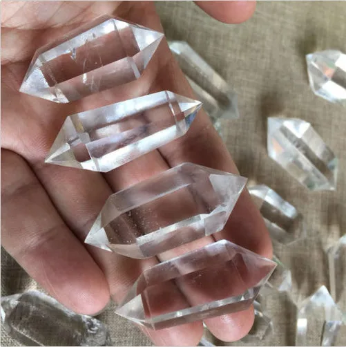 

2019 hot 4pcs 45-55MM 100% Natural Rock Clear Quartz Crystal Point Double Terminated Wand Healing Free shipping