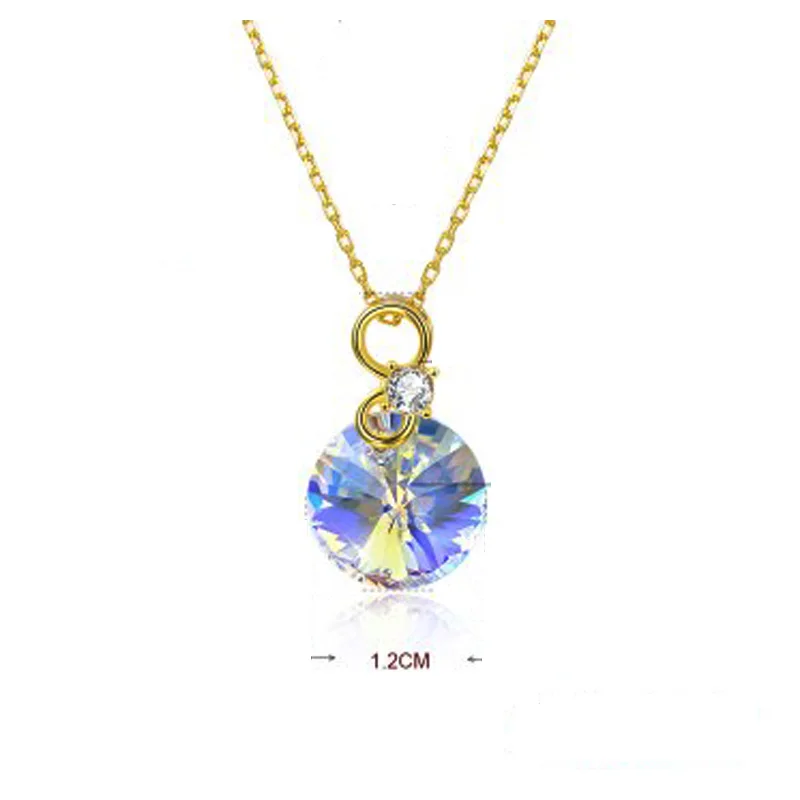 LEKANI кристаллы от Swarovski ожерелье 925 женское ожерелье Кулон Мода Элегантный шик Bijoux Белый Розовый Синий круглые украшения
