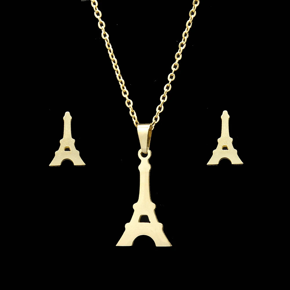 Eiffel Tower Legenstar, модное ожерелье «Древо жизни», набор сережек, ювелирные изделия для женщин, колье из нержавеющей стали, рождественский подарок - Окраска металла: Eiffel Tower