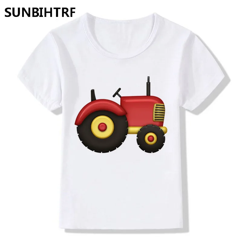 Детская модная забавная Футболка с принтом Трактор и растительным дизайном
