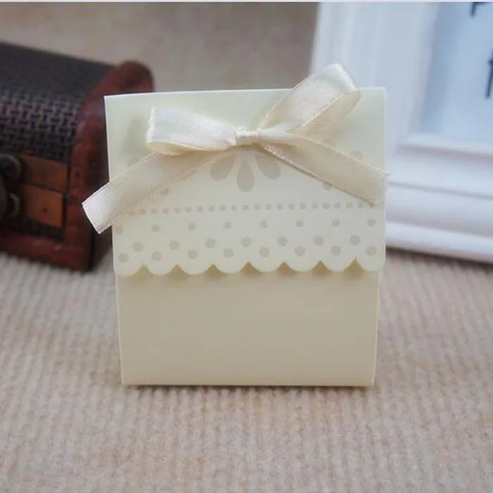 100 шт. цвета слоновой кости Цвет Свадебные Коробки конфет Baby Shower День рождения