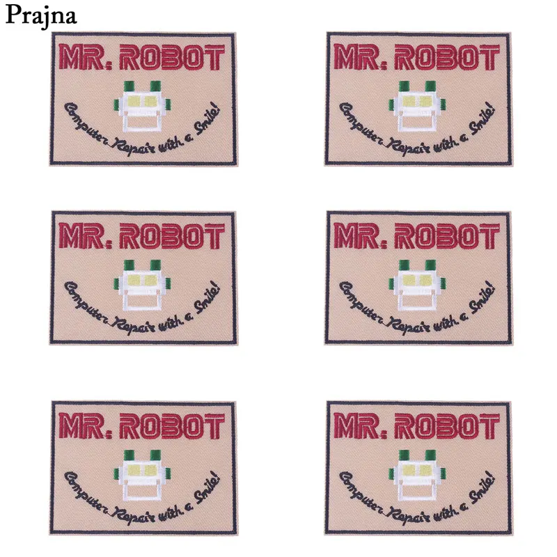 

Prajna Wholesale Space MR Robot Patch Anime Iron On Cheap Embroidered Patches For Clothing Kid Parches Sew Patch Badge Cartoon