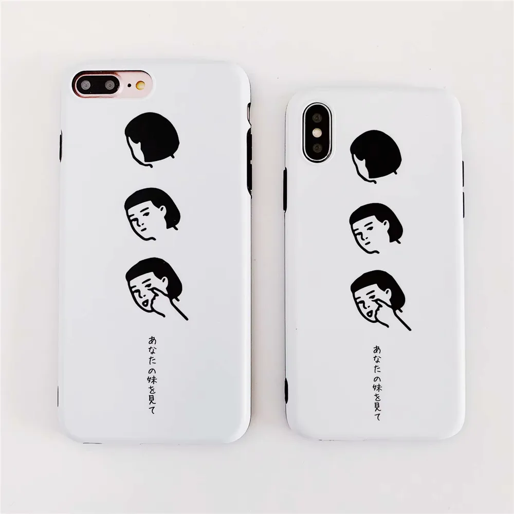 Мода абстрактный японский короткие волосы девушка чехол для iPhone X в виде ракушки 6