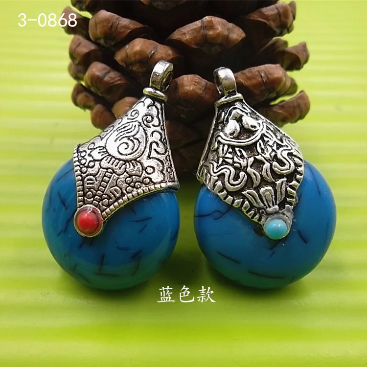 Посеребренная инкрустация натуральный Лазурит подвески Непальские винтажные