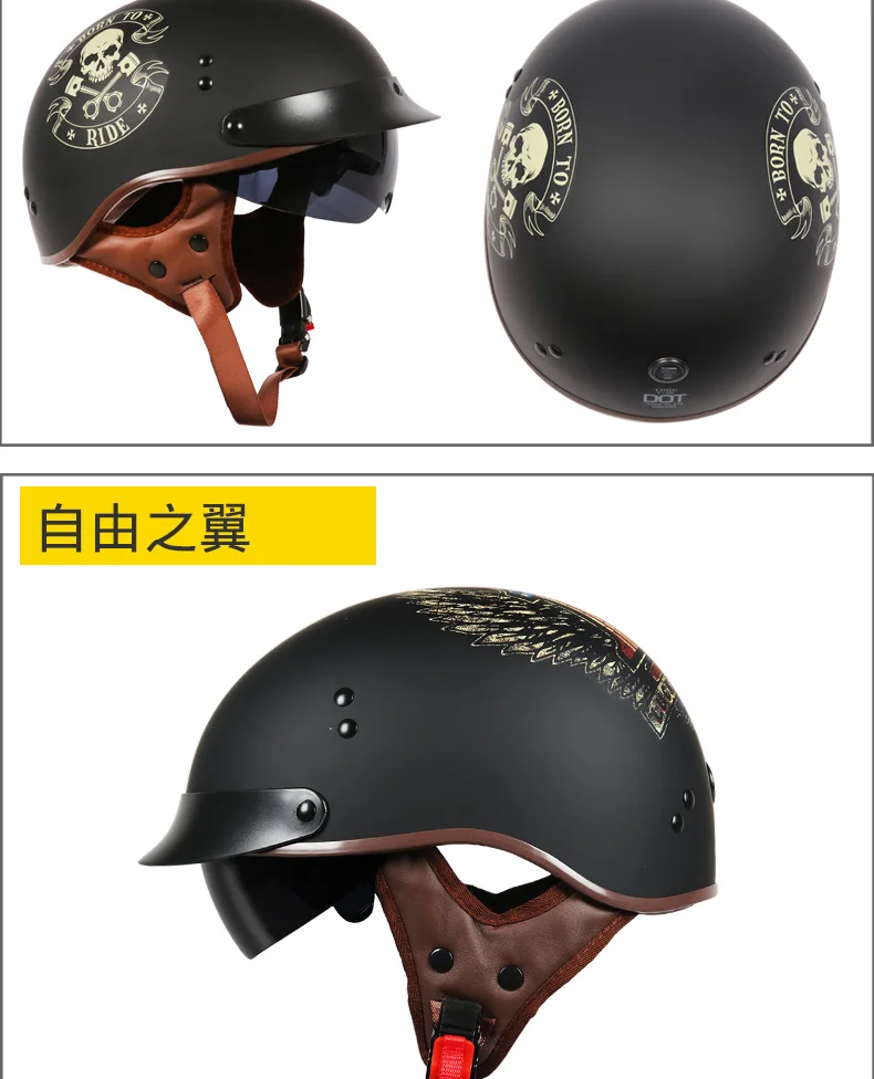 TORC T55 винтажный полушлем летний мото rcycle шлем Ретро скутер шлем Lucky 13 Cool Skull moto casco DOT утвержден capacete