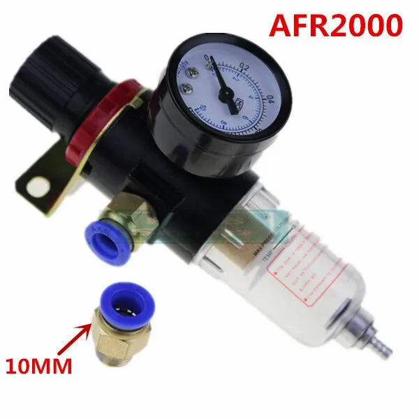 AFR-2000 10mm AFR-2000 регулятор воздушного фильтра компрессор и редукционный клапан давления+ быстрый разъем+ калибровочный наряд - Цвет: AFR-2000 10mm