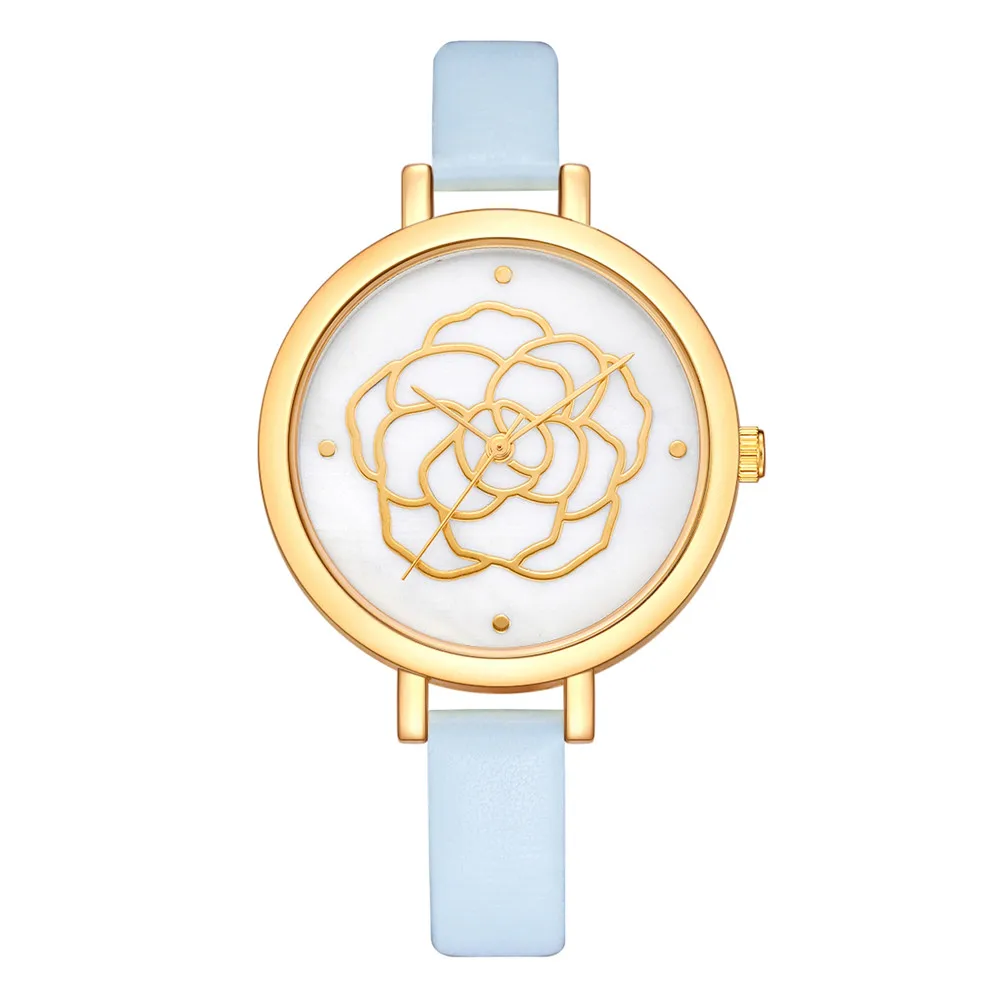 Роскошные модные Женские часы Стильные Золотые кожаные Аналоговые кварцевые