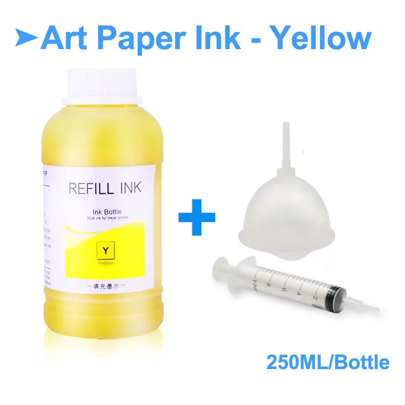 Yellow-250ml 250 мл/бутылка художественная бумажная чернильная бутылка для Epson P50 P60 L800 1390 1400 1410 1500 Вт Заправка принтера чернила художественная бумага пигментные чернила для Epson - Цвет: Yellow-250ml