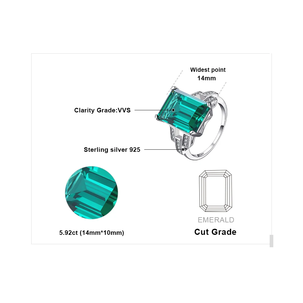 JewelryPalace Роскошные 5.9ct зеленый Nano русские создали изумруд коктейльное кольцо для