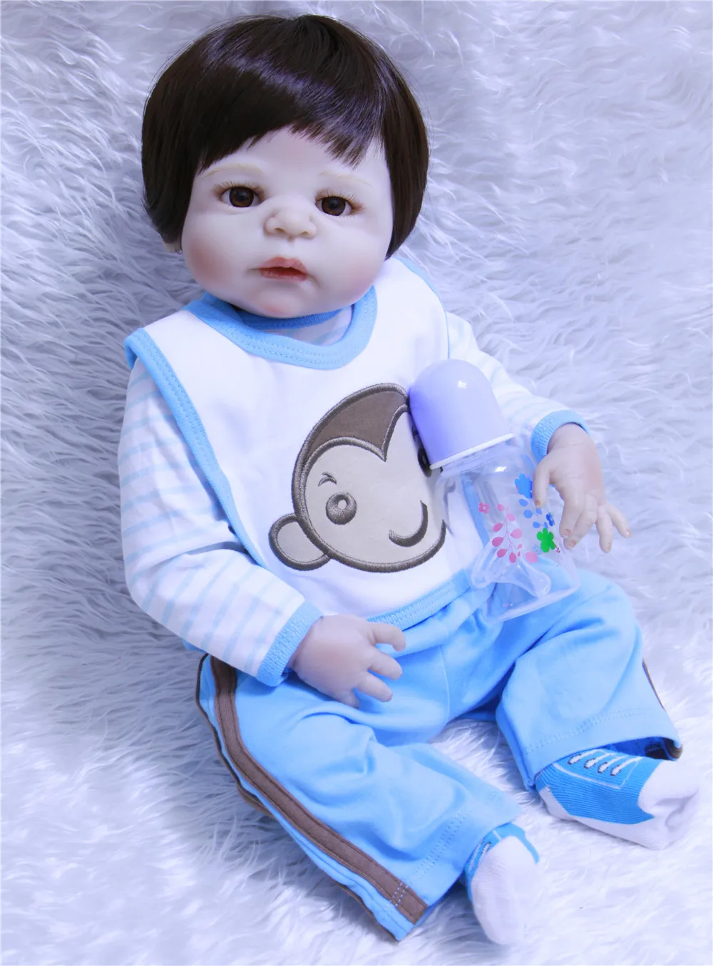Кукла реборн DollMai 23 дюйма силиконовое цельное тело Новорожденный мальчик подарок