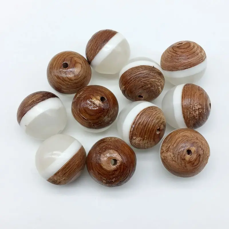 Матовые бусины из натурального полистоуна с деревянными бусинами необычные