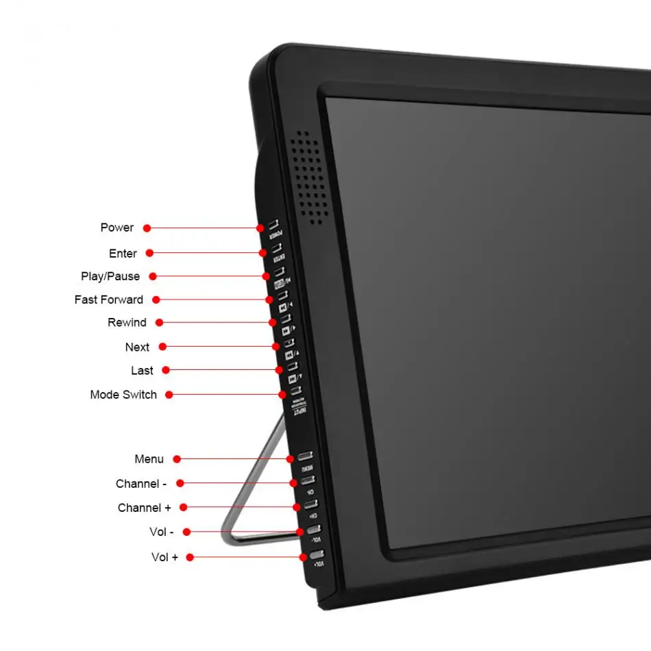 LEADSTAR портативный DVB T T2 12 1 дюймов перезаряжаемый цифровой цветной ТВ плеер TFT LED